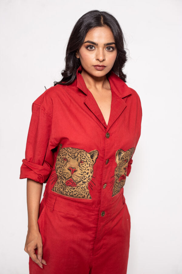 The Red Cheetah Face Jumpsuit