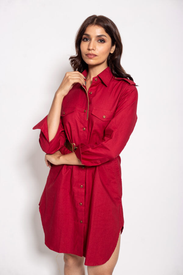 The Red Belted Shirt Dress