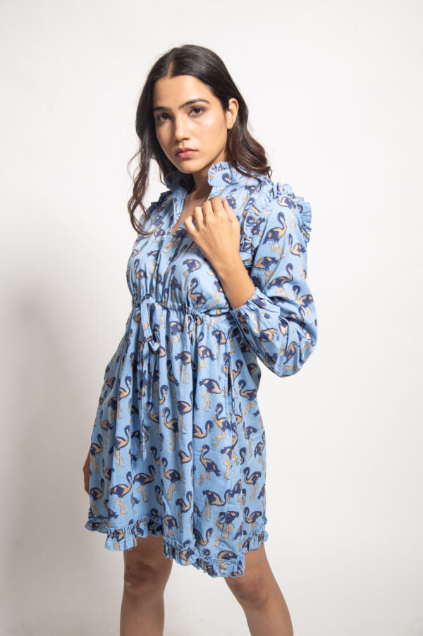 The Blue Flamingo Pleated Drawstring Dress