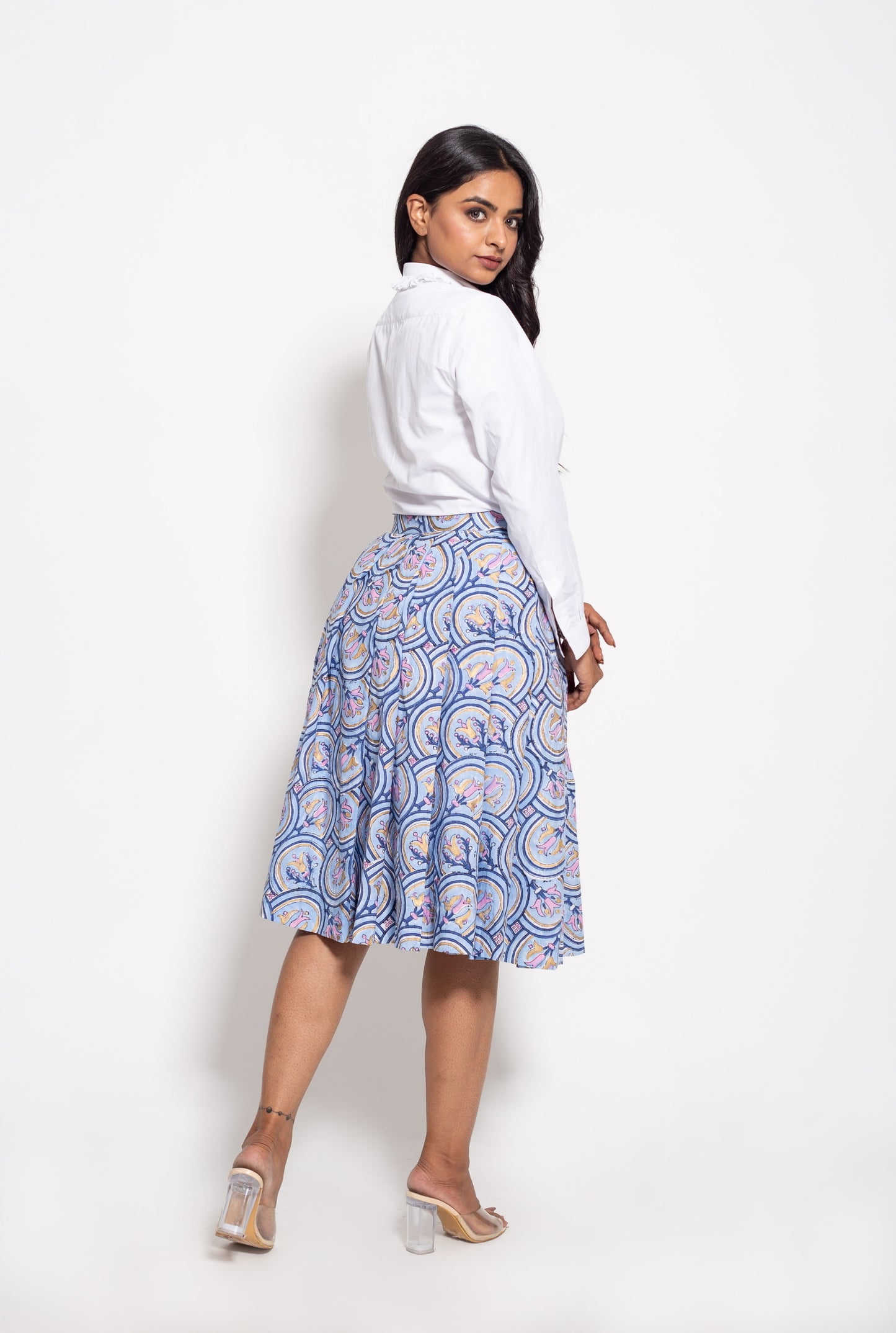 The Blue Roman Tile Pleated Skirt