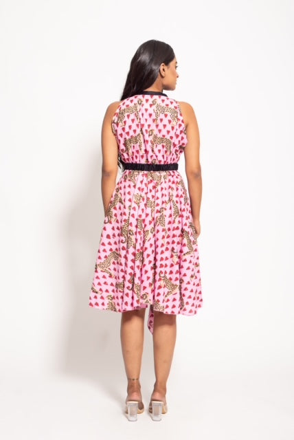 The Pink Love Cheetah Drape Dress