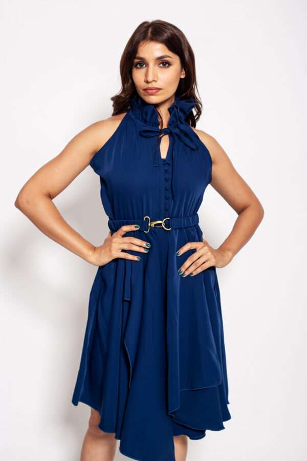 The Royale Blue Drape Victorian Dress