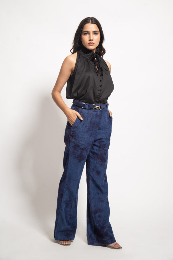 The Navy Distressed Corduroy Flared Pants