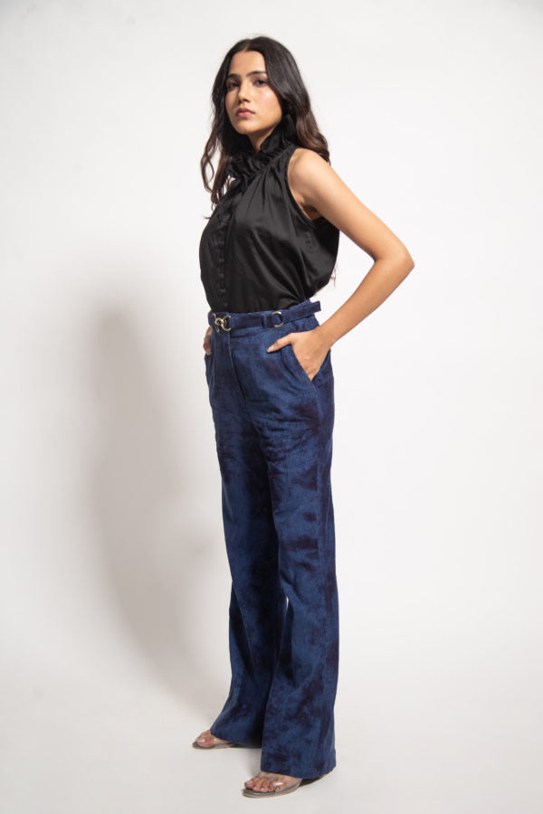 The Navy Distressed Corduroy Flared Pants