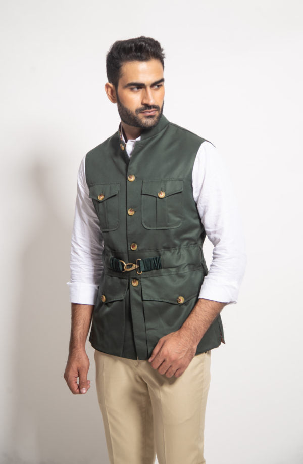 The Green Buckled Sleeveless Jacket