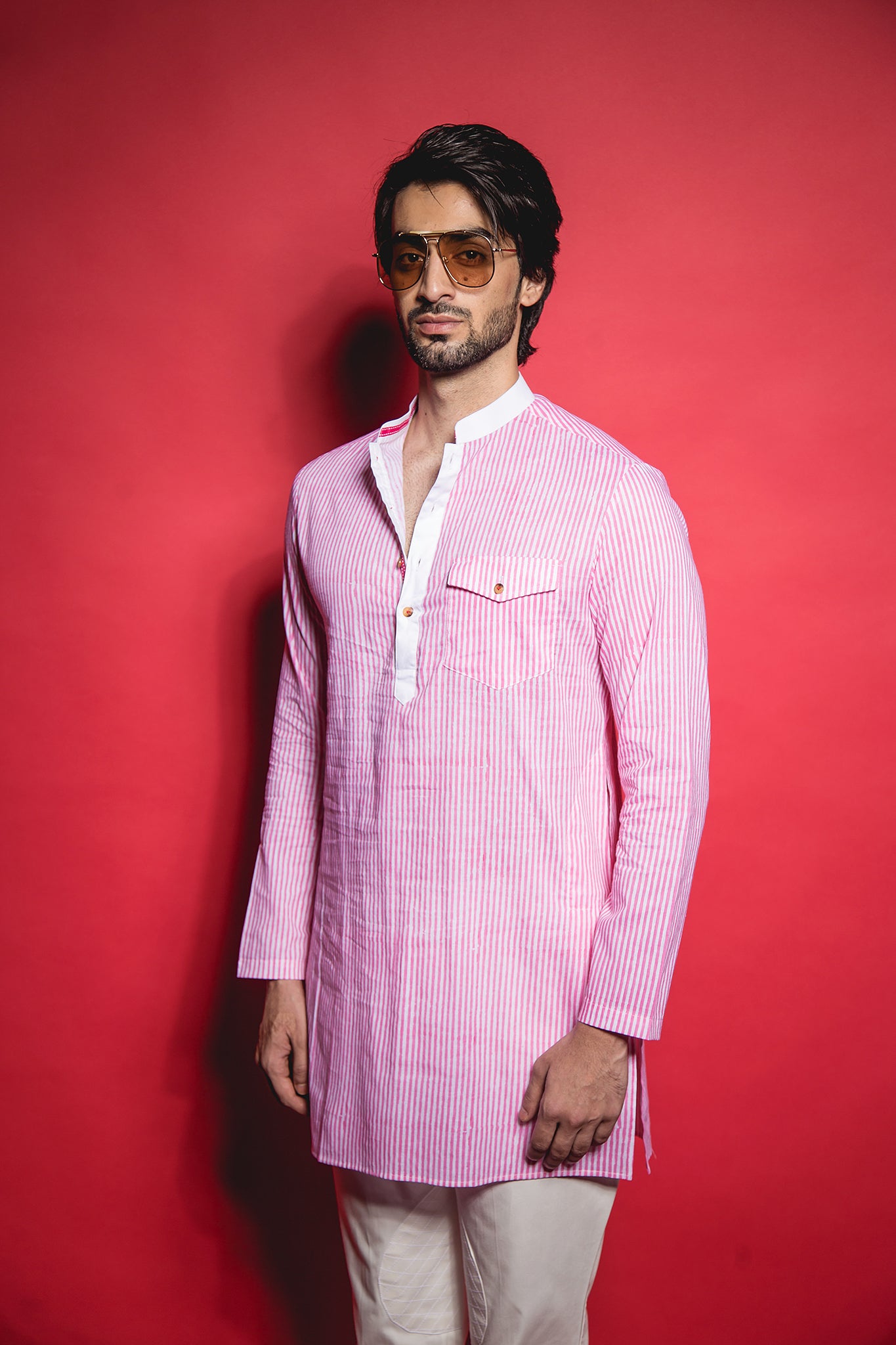 The Pink Stripe Classic Kurta