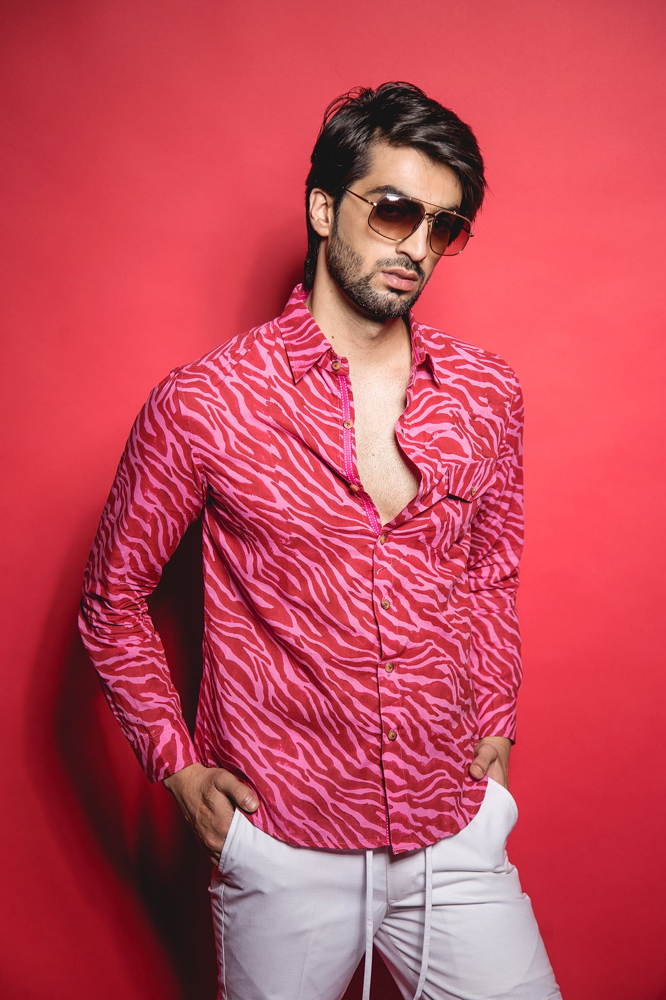 Red zebra print sales shirt