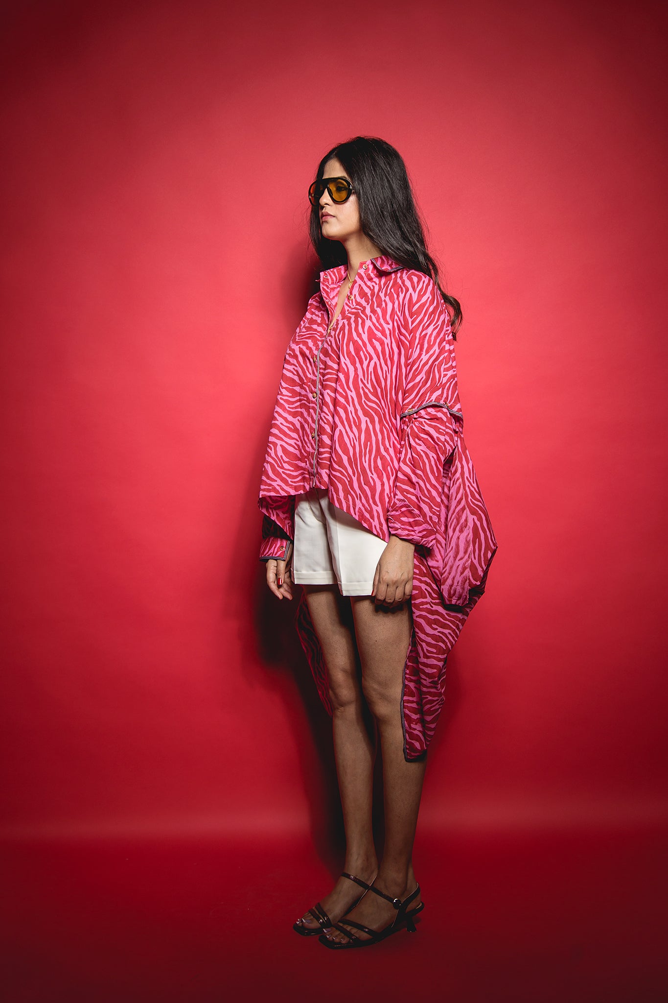 The Pink Red Zebra Drape Shirt