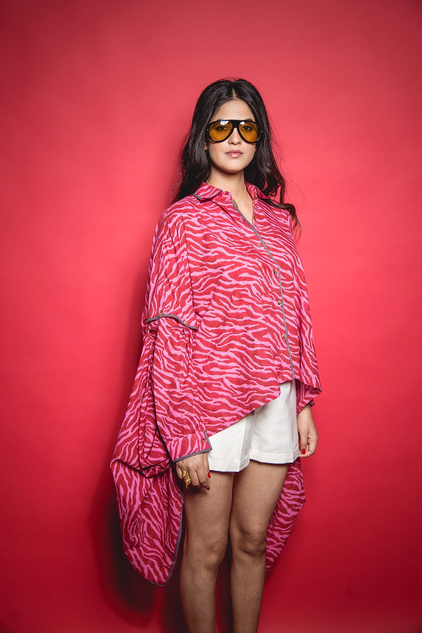 The Pink Red Zebra Drape Shirt