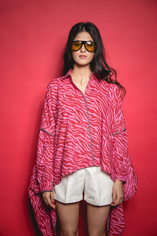 The Pink Red Zebra Drape Shirt