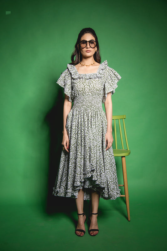 The Green Gadh Bobbin Waist Dress