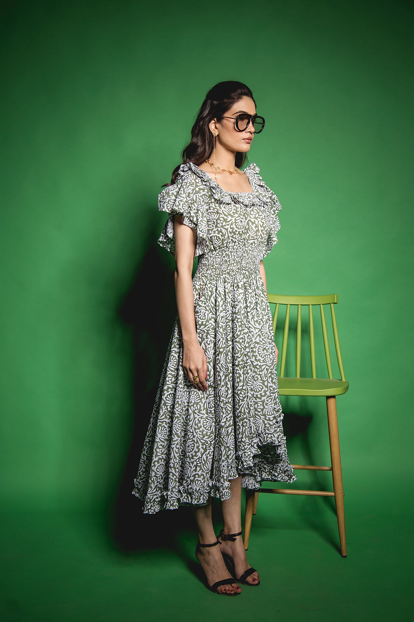 The Green Gadh Bobbin Waist Dress