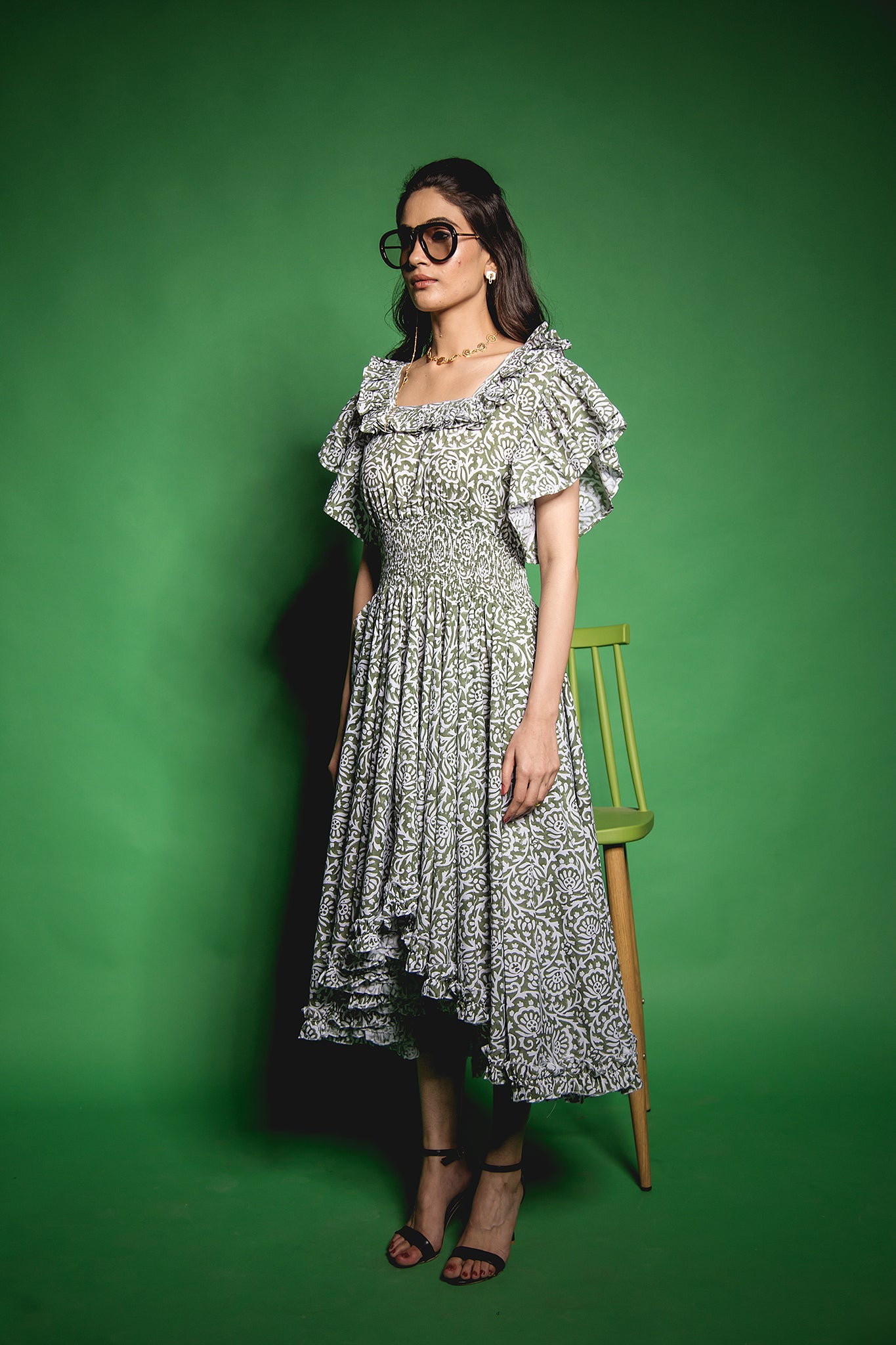 The Green Gadh Bobbin Waist Dress