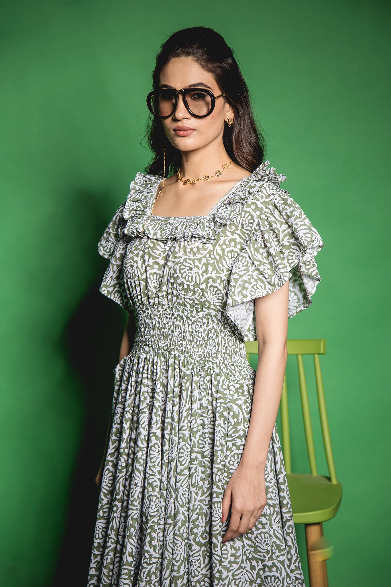 The Green Gadh Bobbin Waist Dress