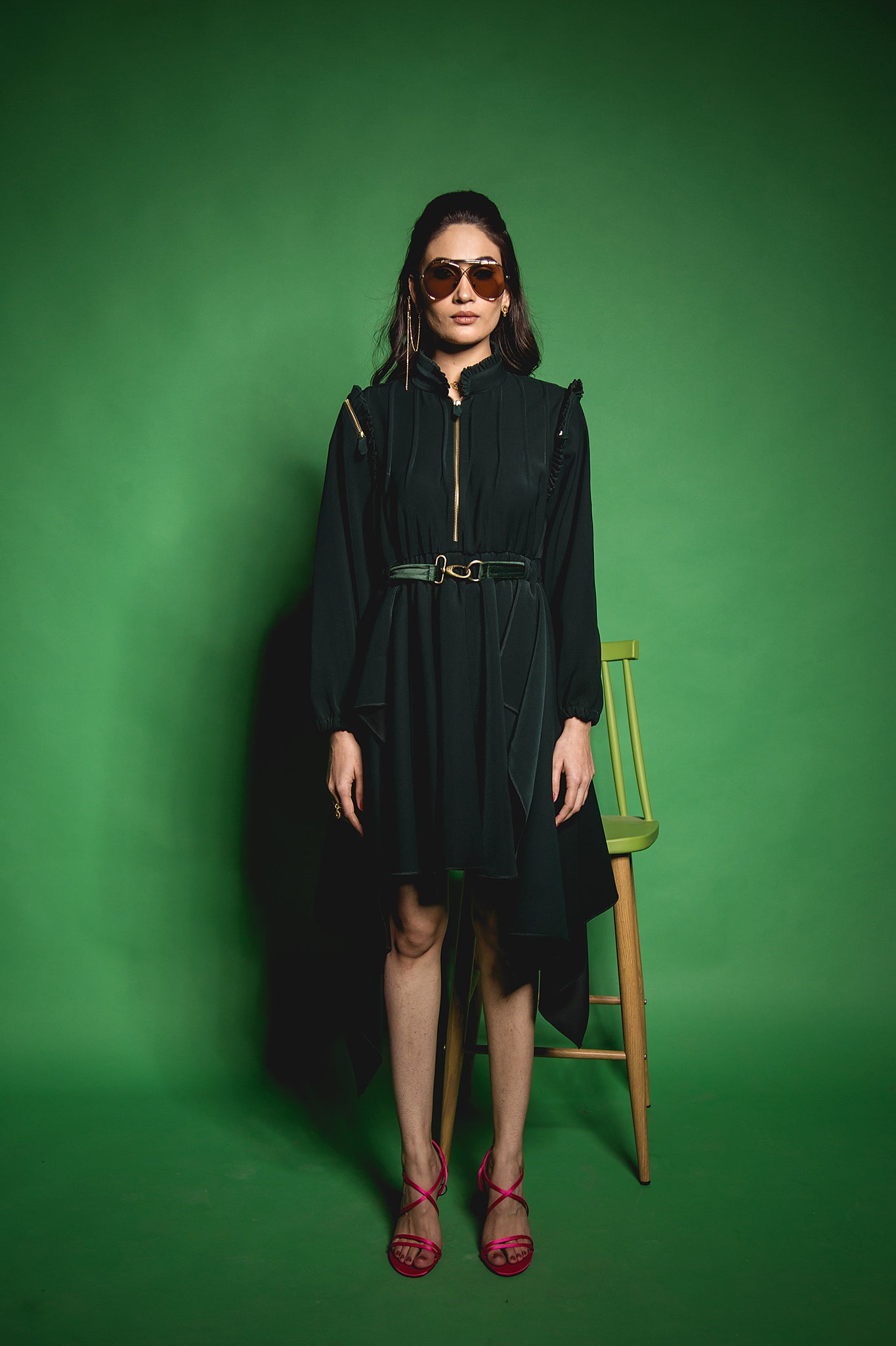 The Green Double Drape Dress