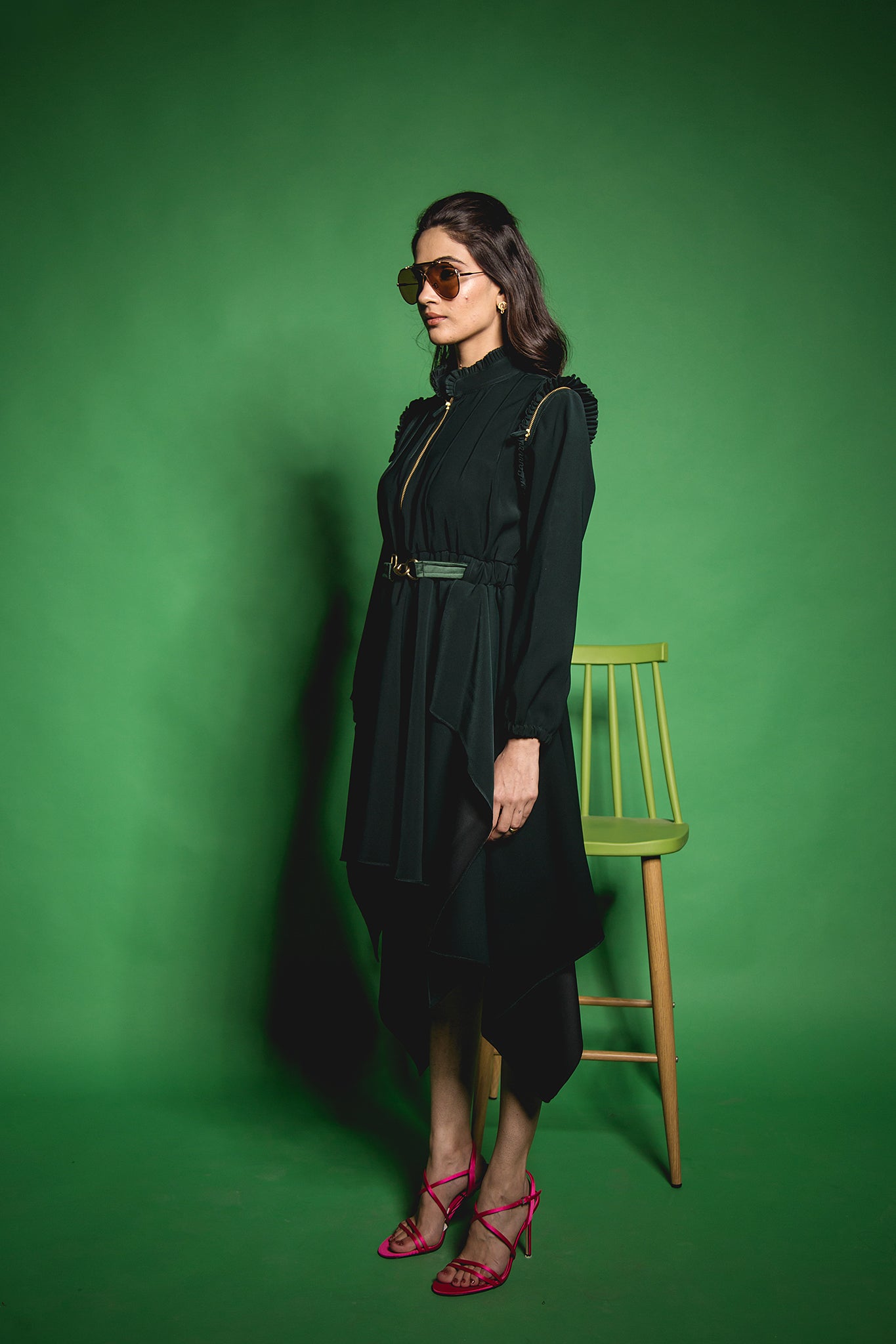 The Green Double Drape Dress