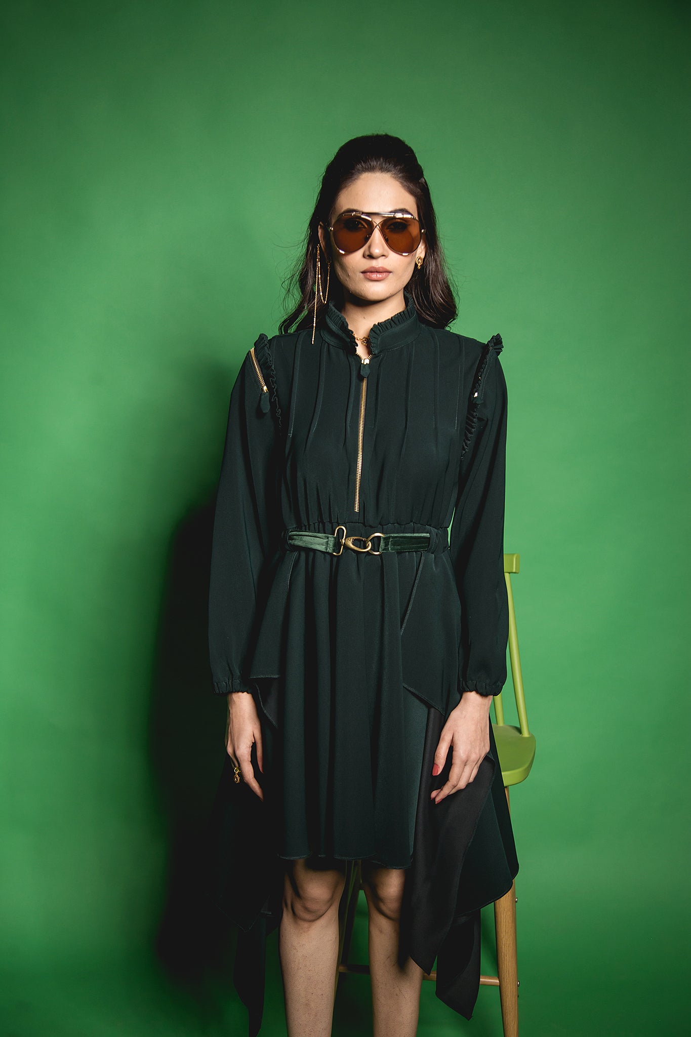 The Green Double Drape Dress