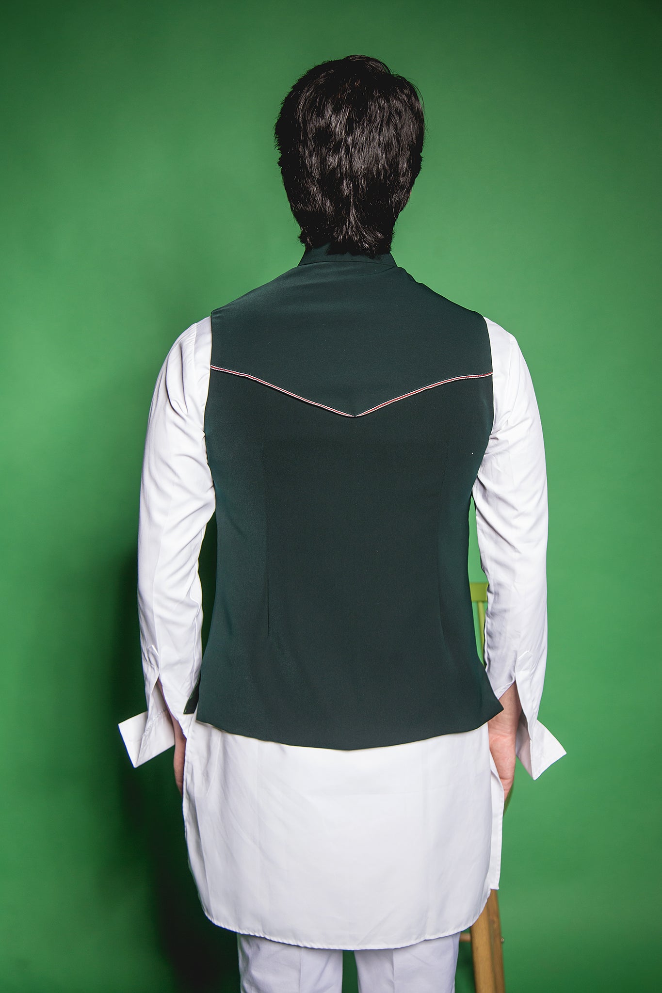 The Green Cross Pleated Zipper Jacket