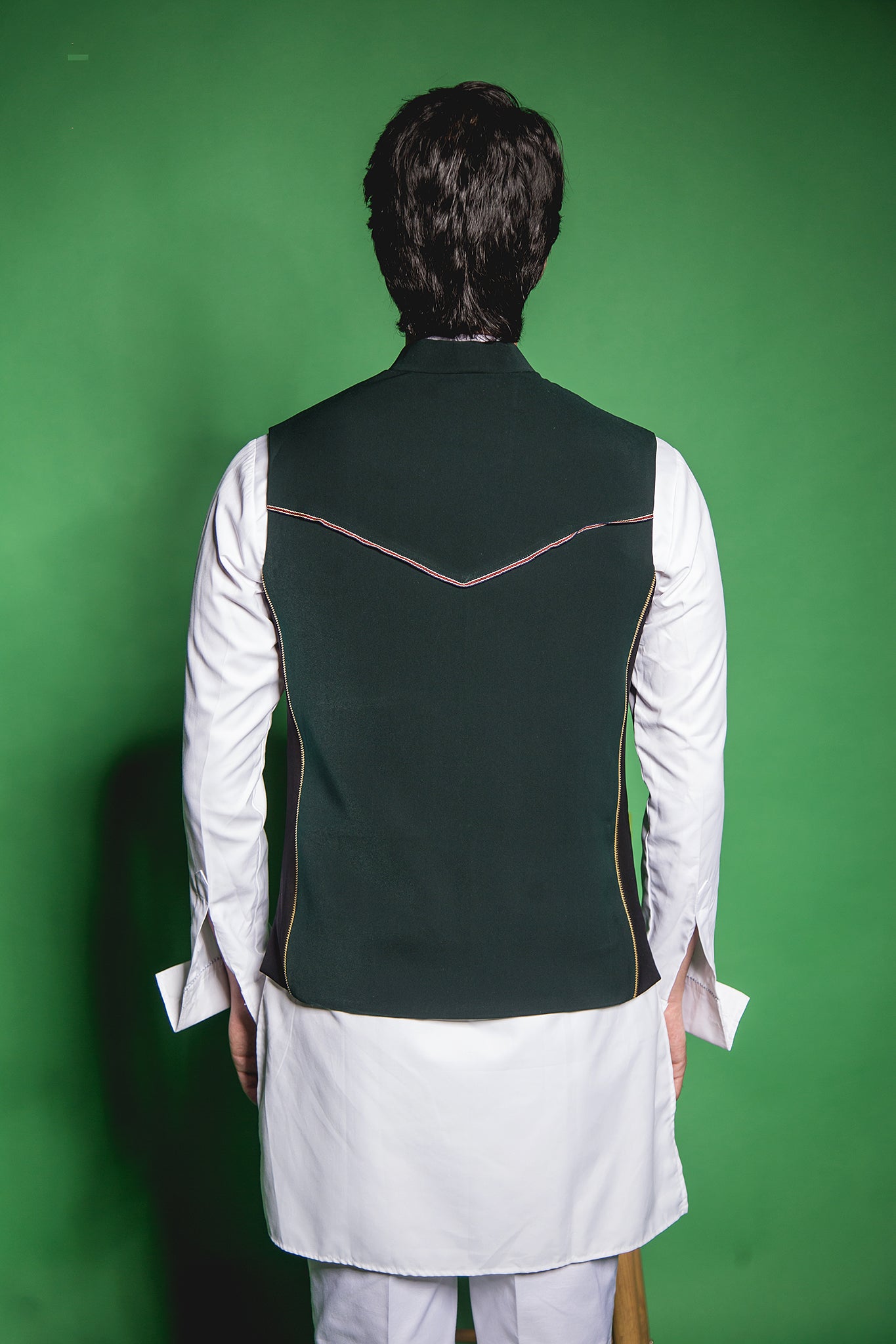 The Green Black ZIpper Panelled Jacket