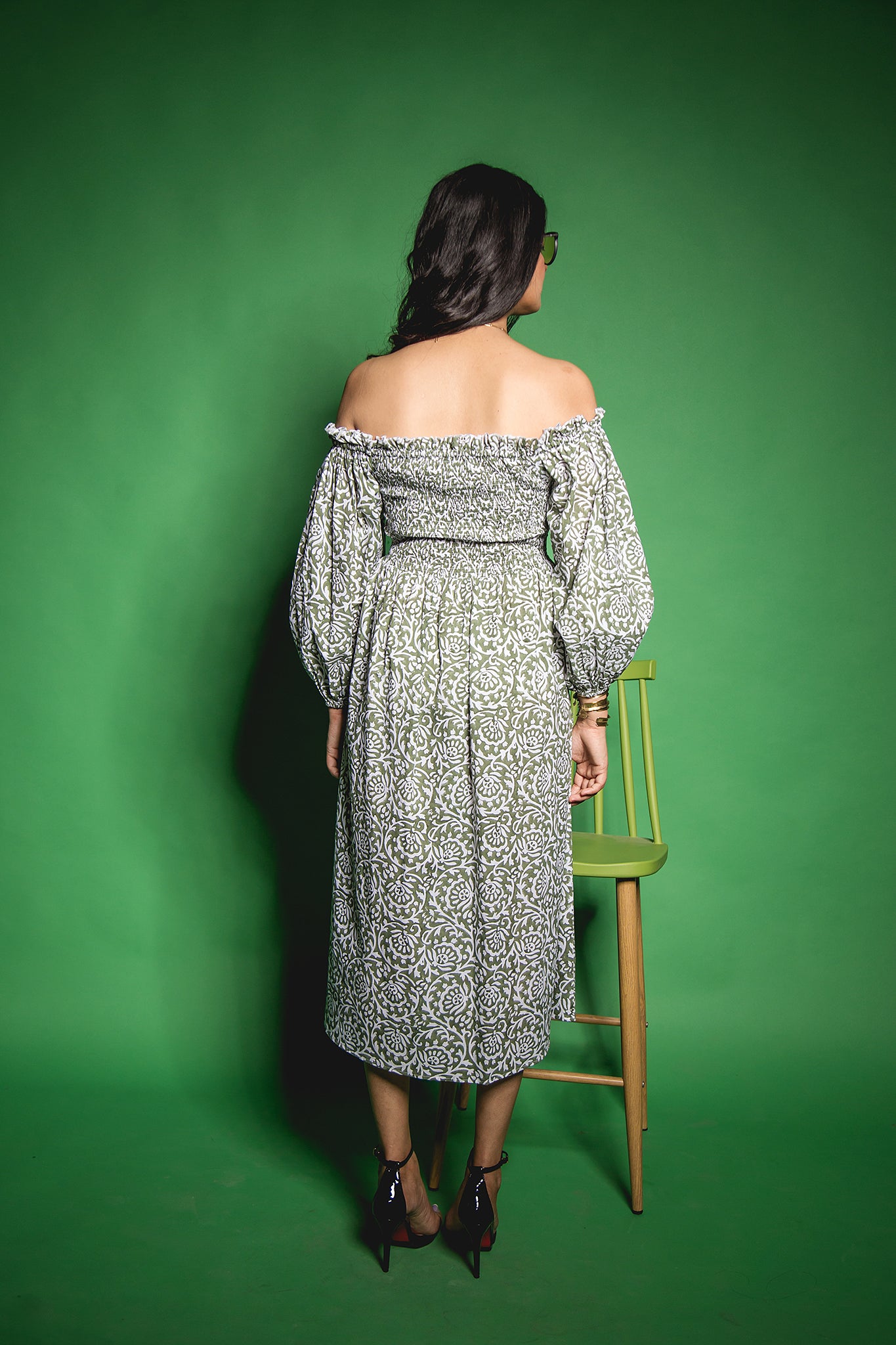 The Green Gadh Offshoulder Dress