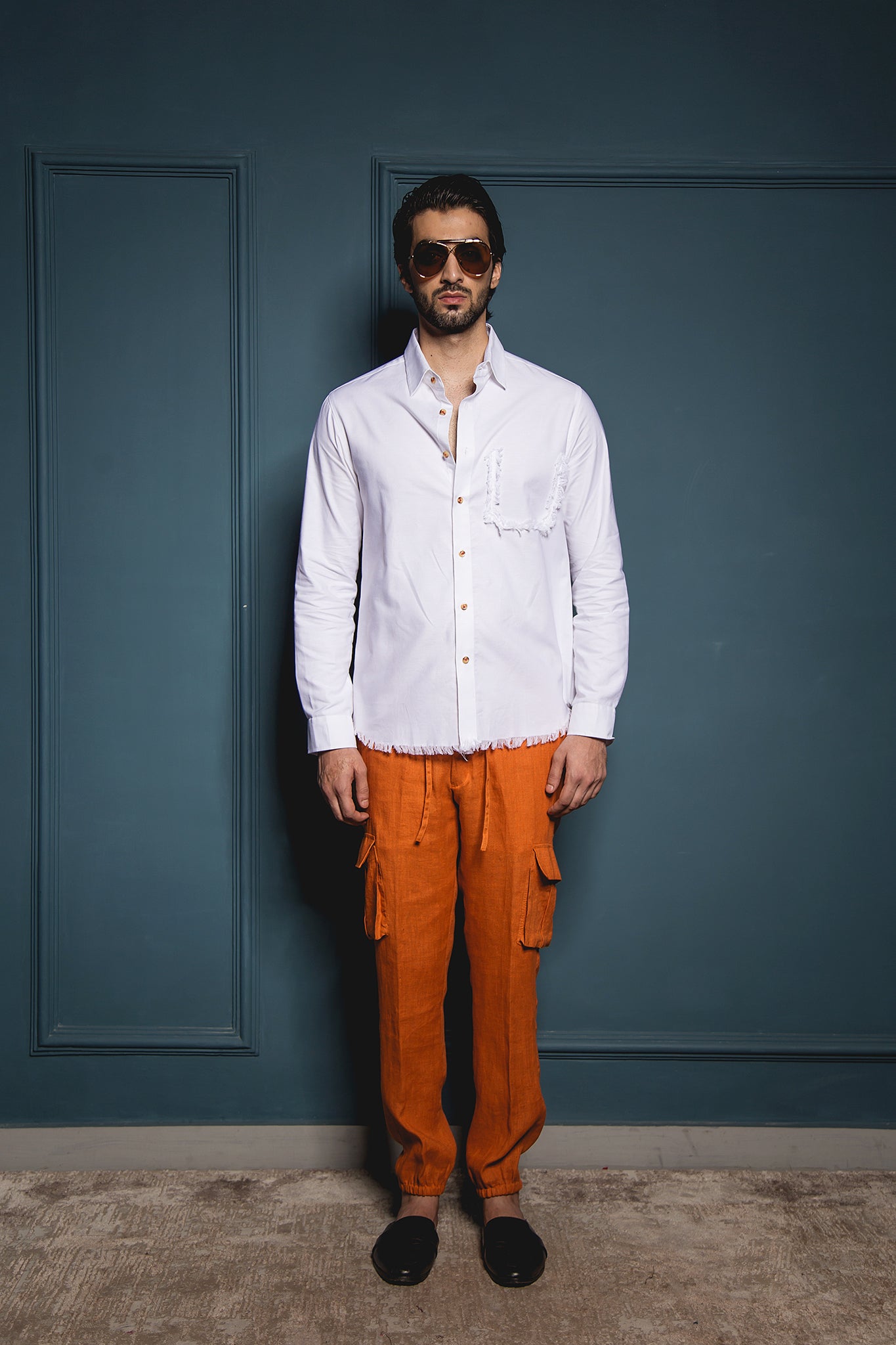 The Orange Linen Drawsting Pants