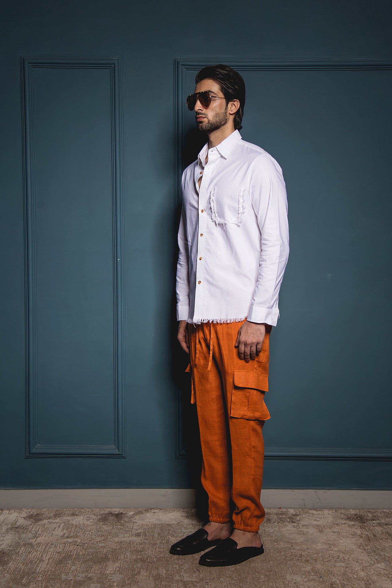 The Orange Linen Drawsting Pants