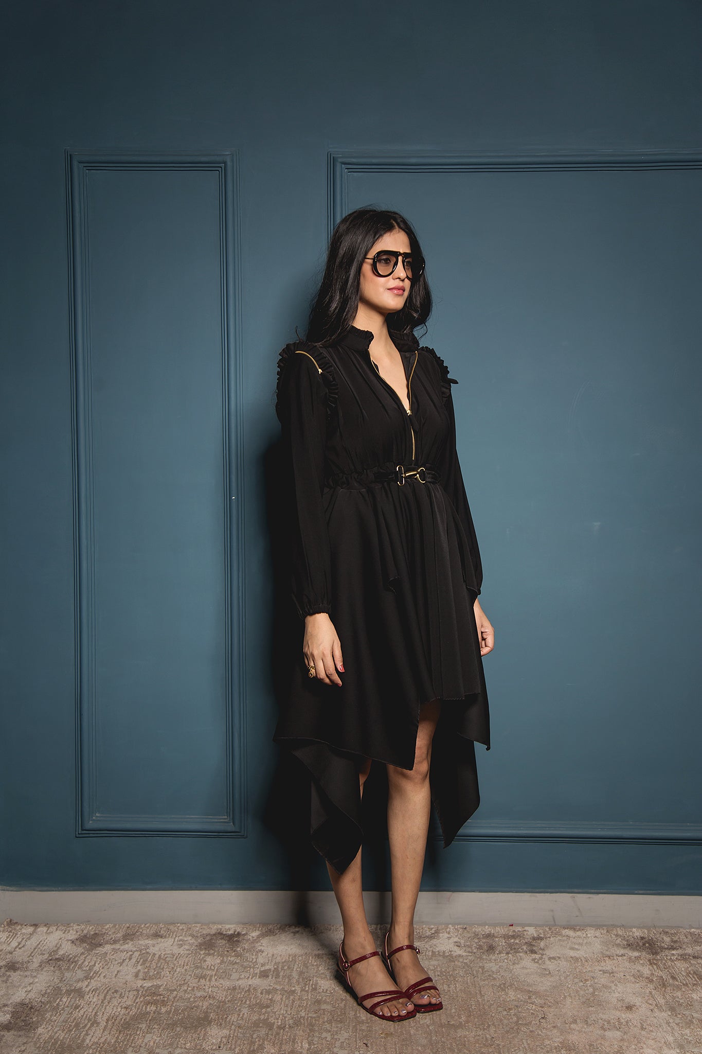 The Black Double Drape Dress