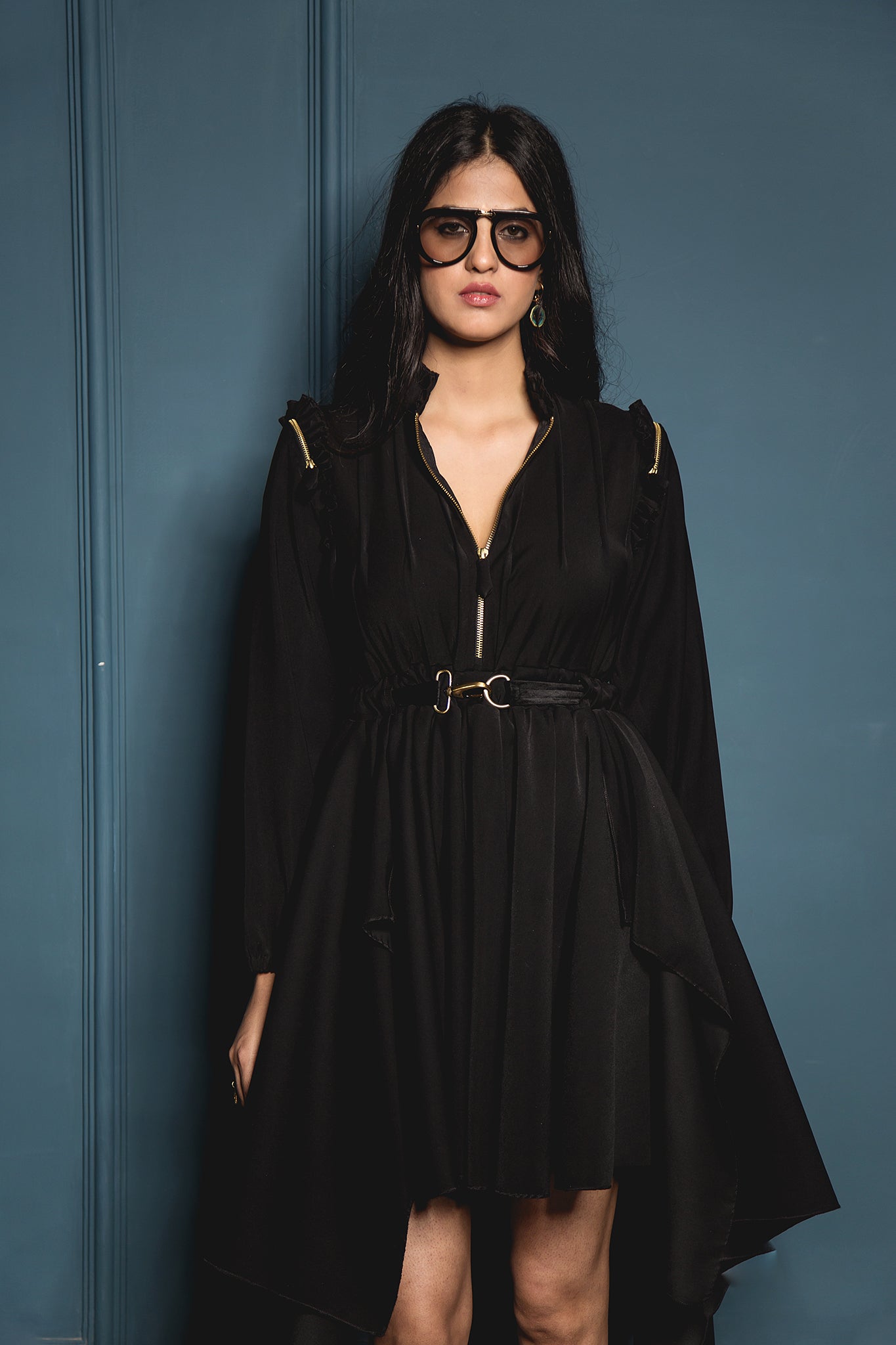 The Black Double Drape Dress