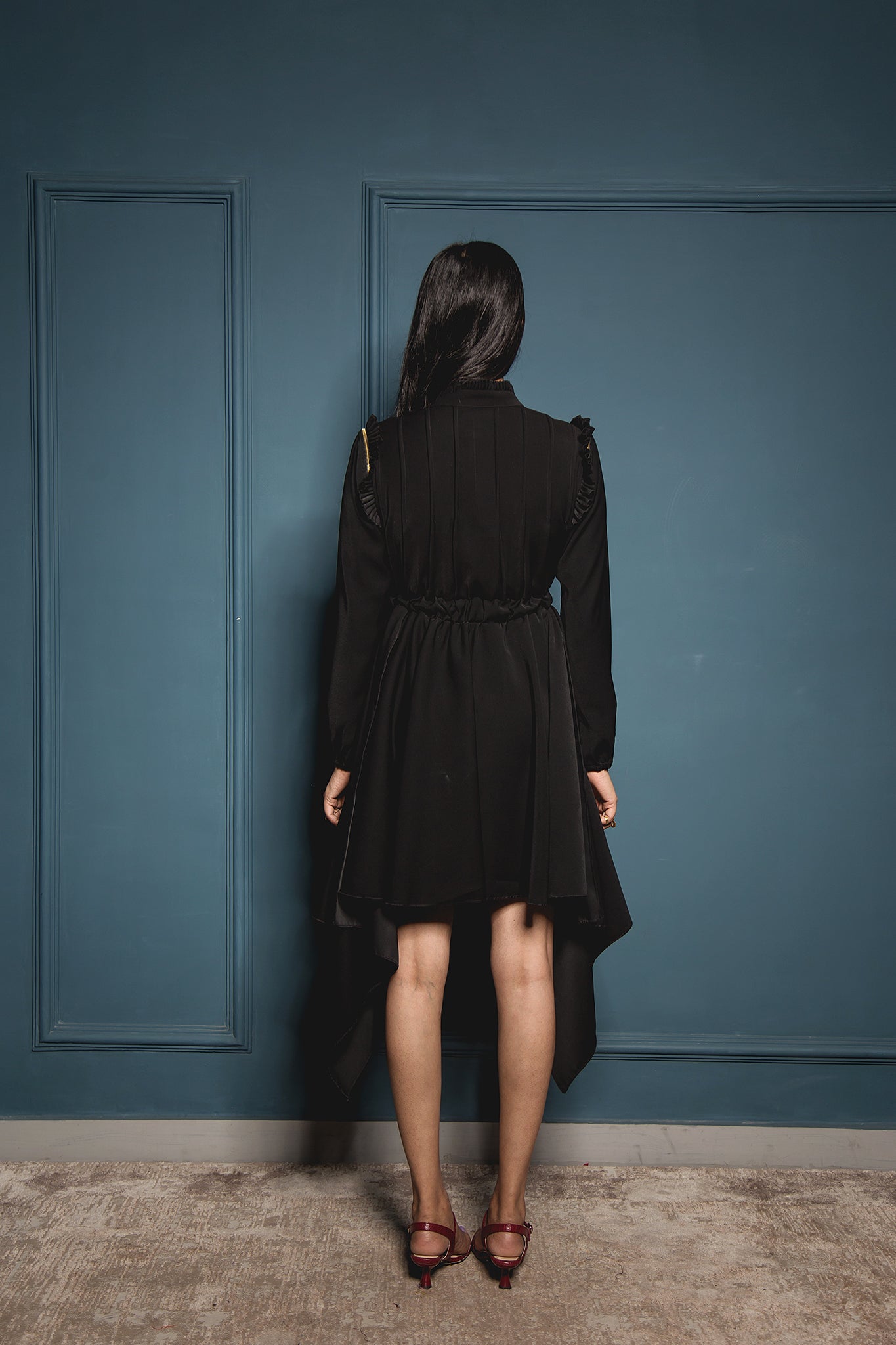 The Black Double Drape Dress