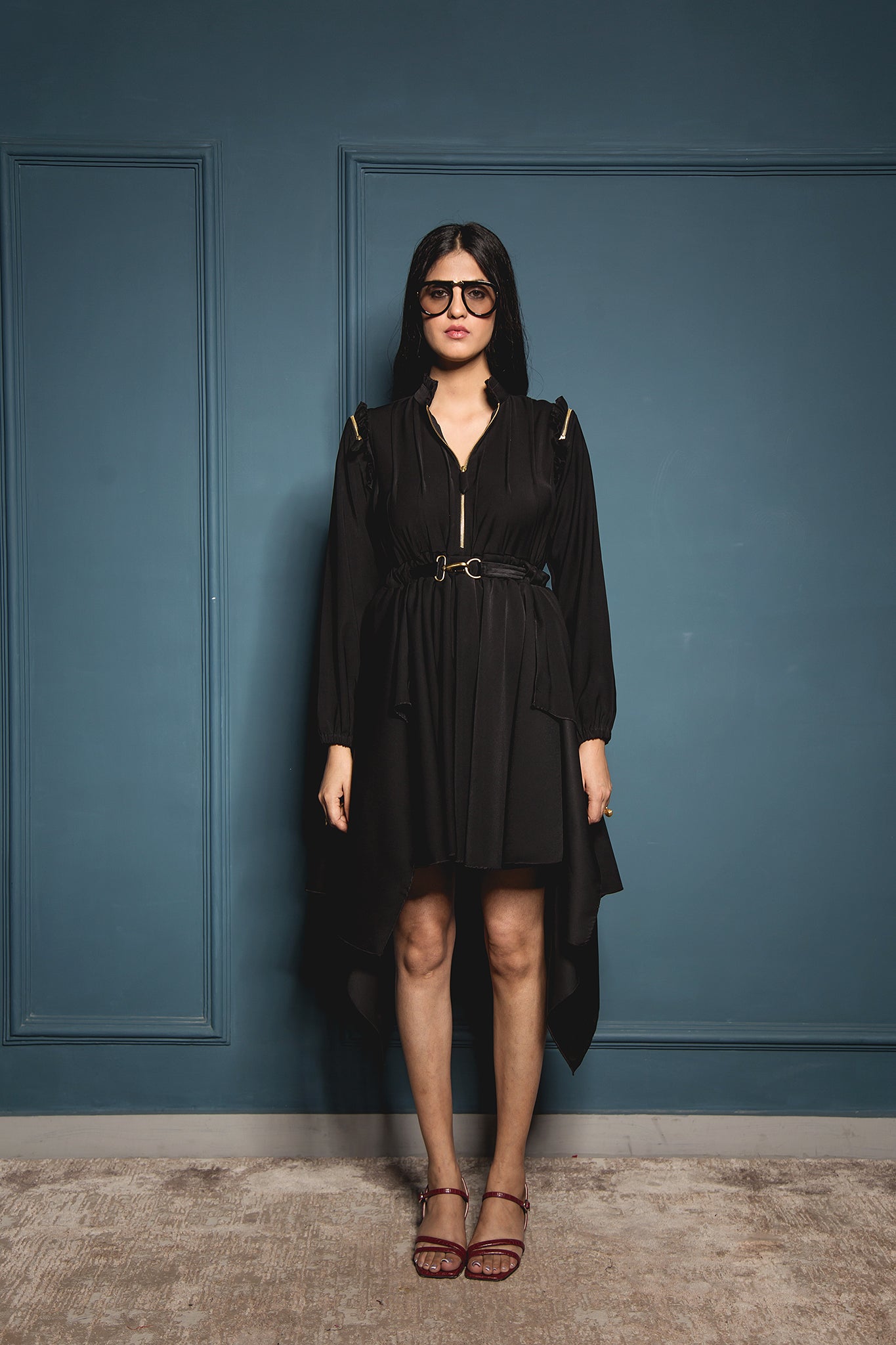 The Black Double Drape Dress