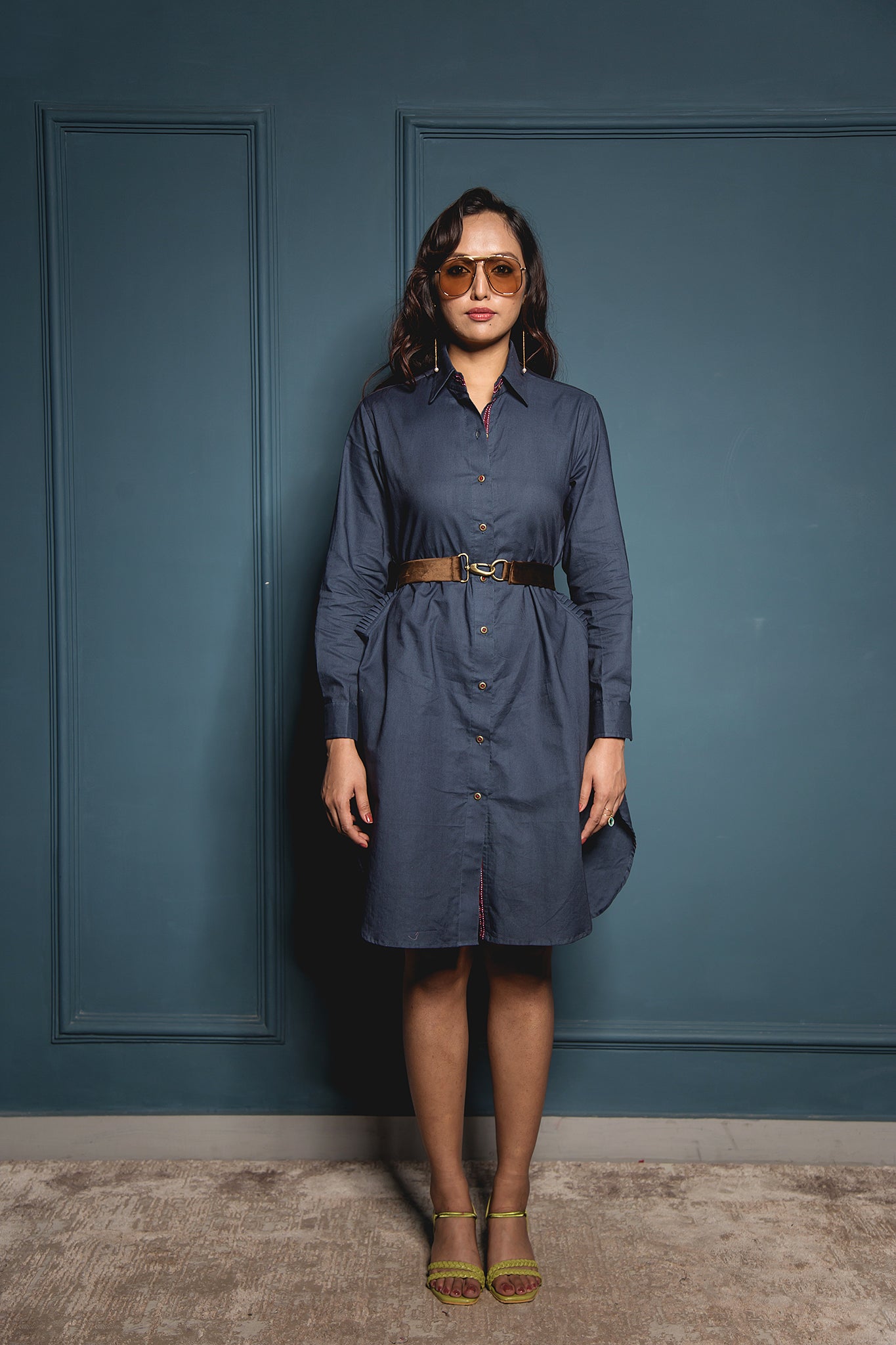 The Navy Belted Shirt Dress