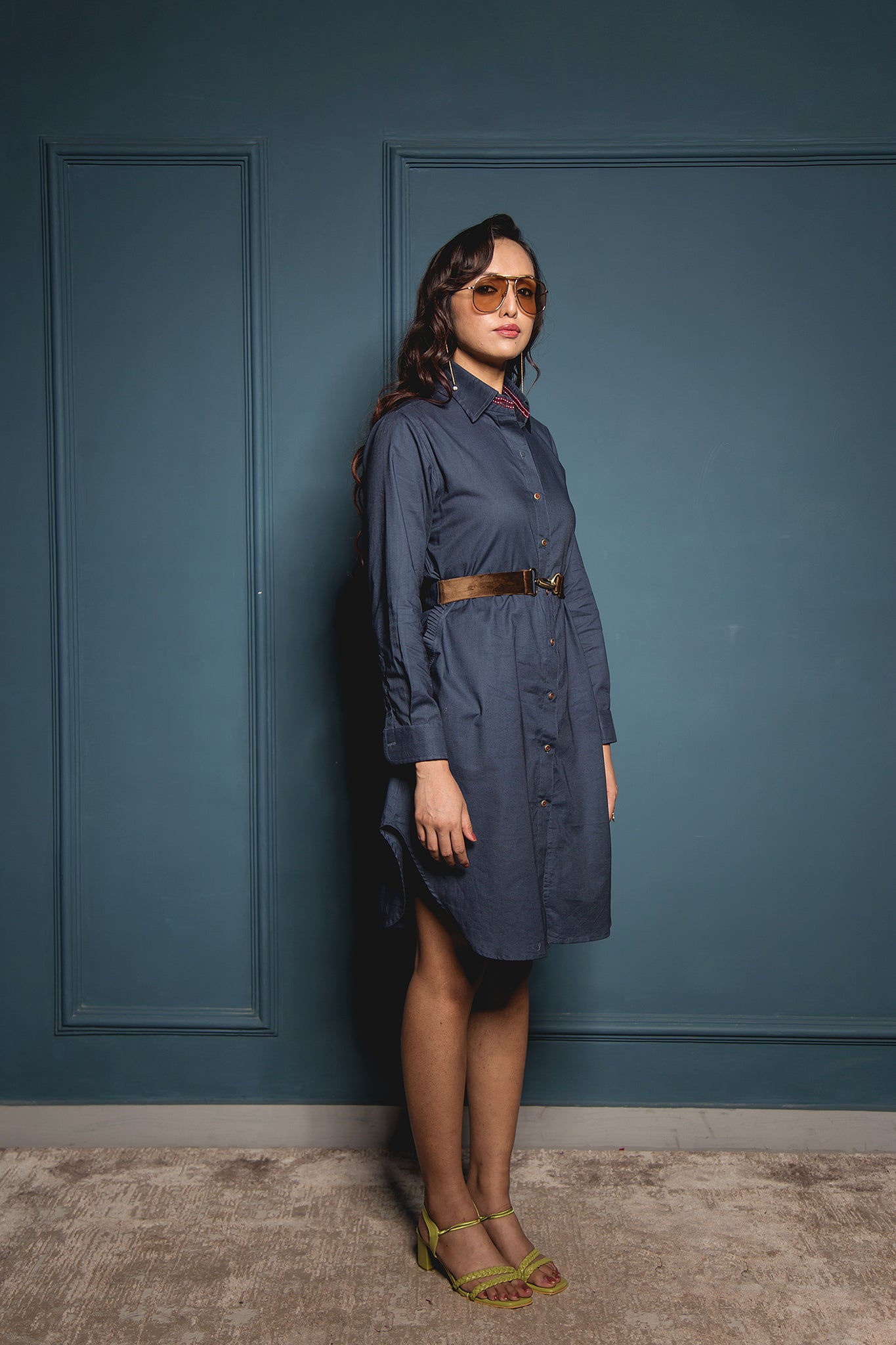 The Navy Belted Shirt Dress