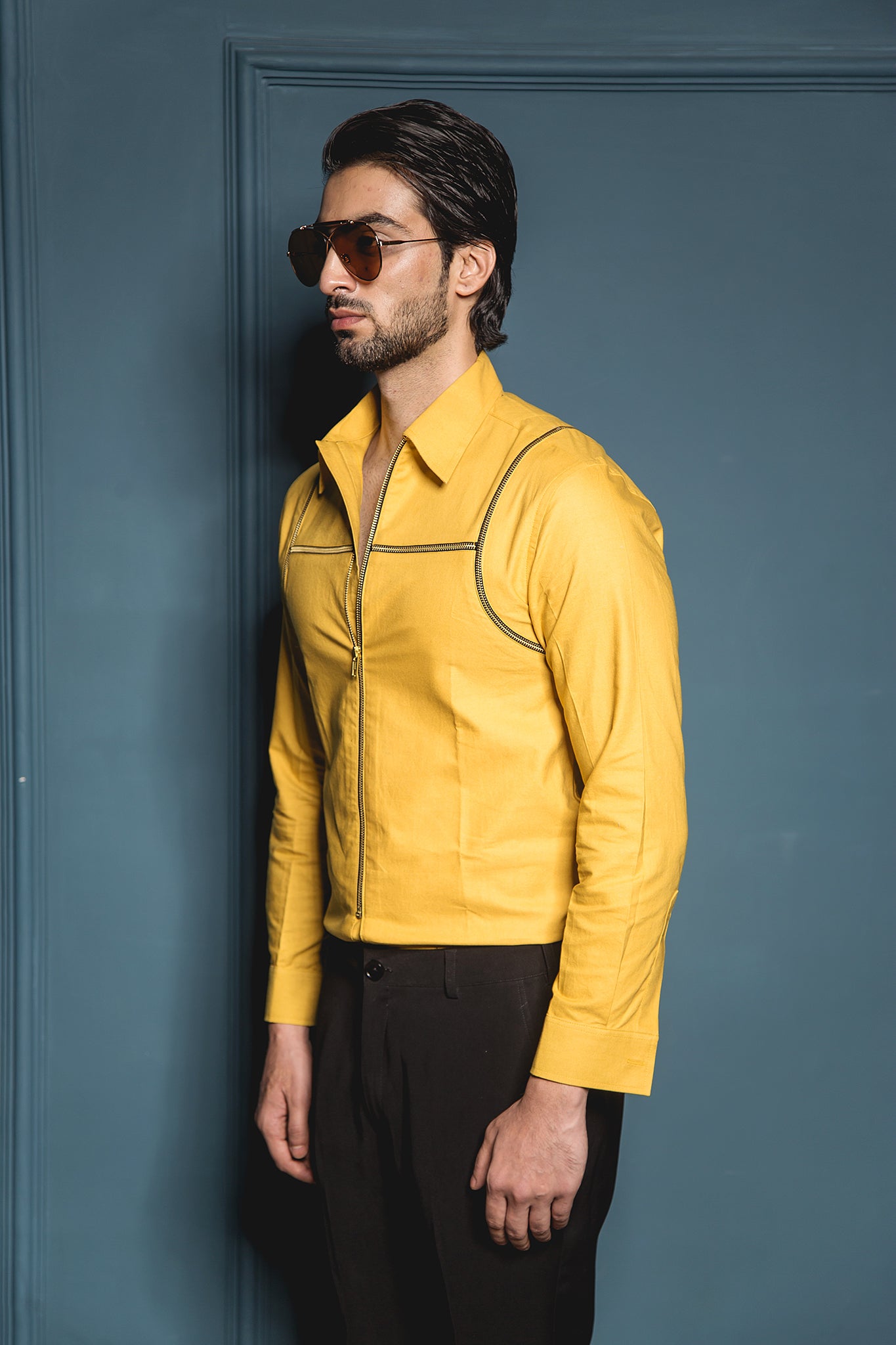 The Mustard Double Holster Zipper shirt