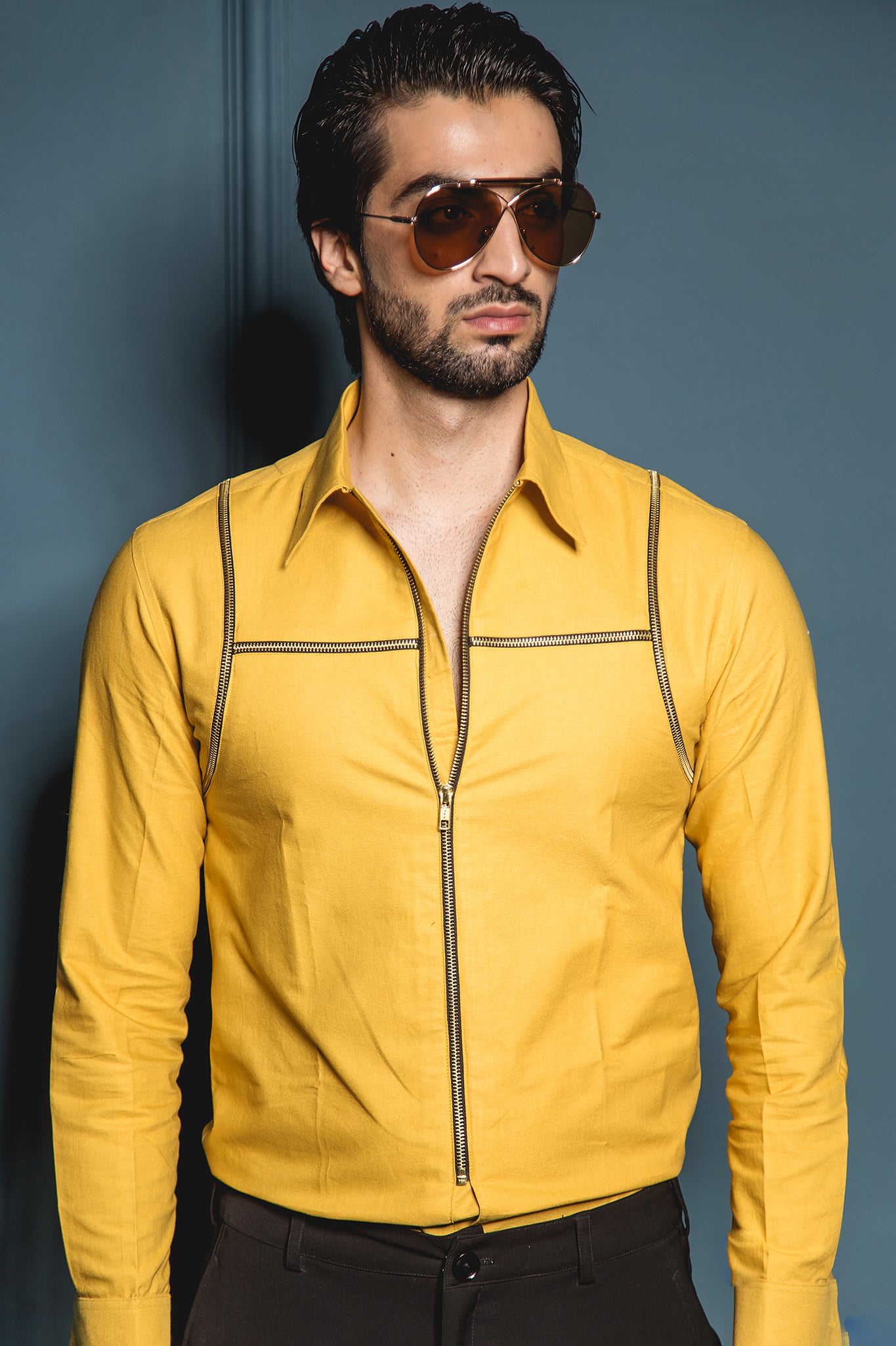 The Mustard Double Holster Zipper shirt