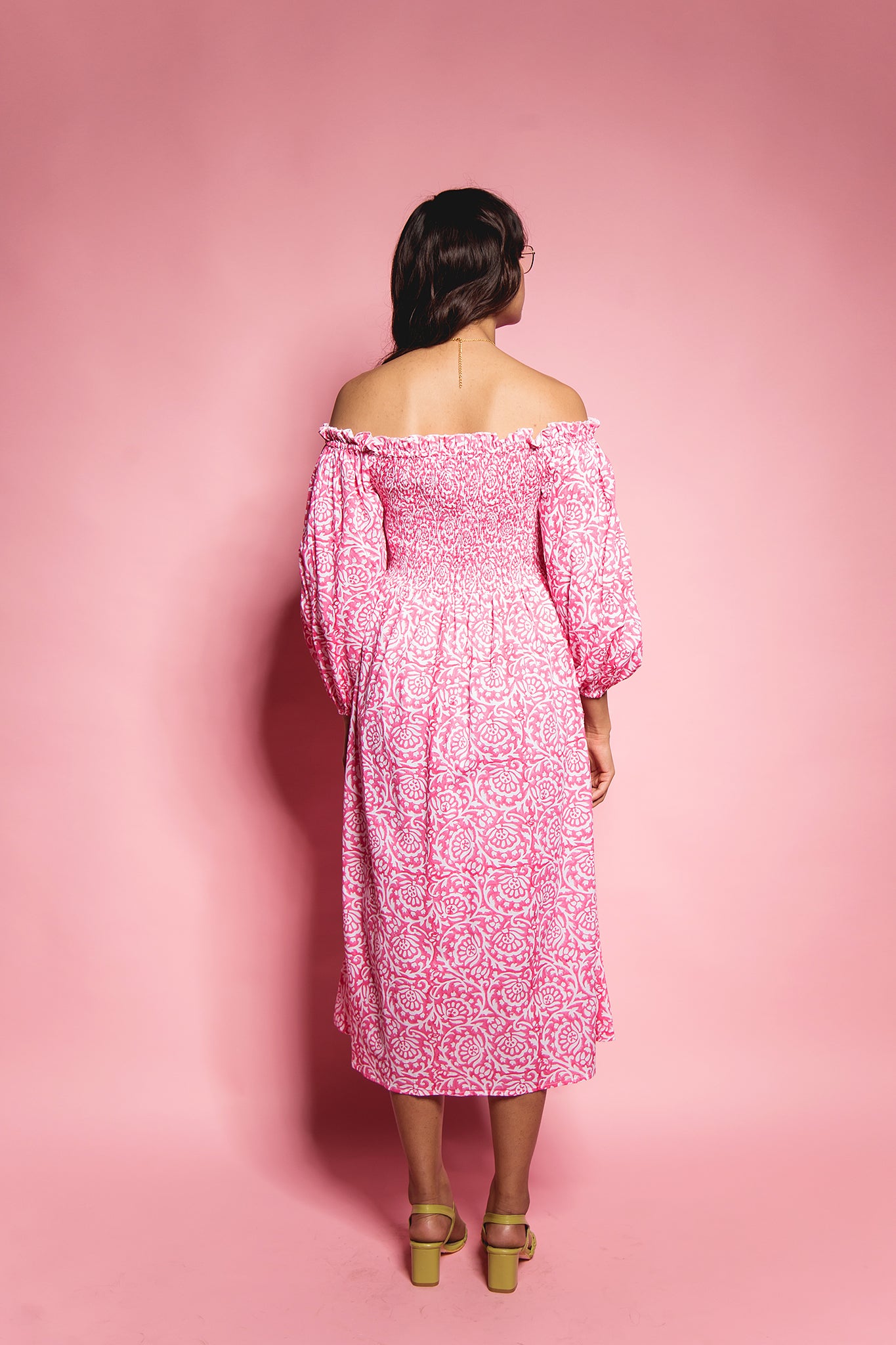 The Pink Gadh Offshoulder Dress