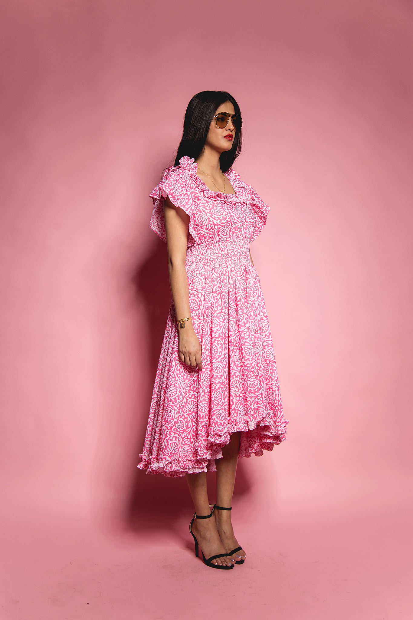 The Pink Gadh Bobbin Waist Dress