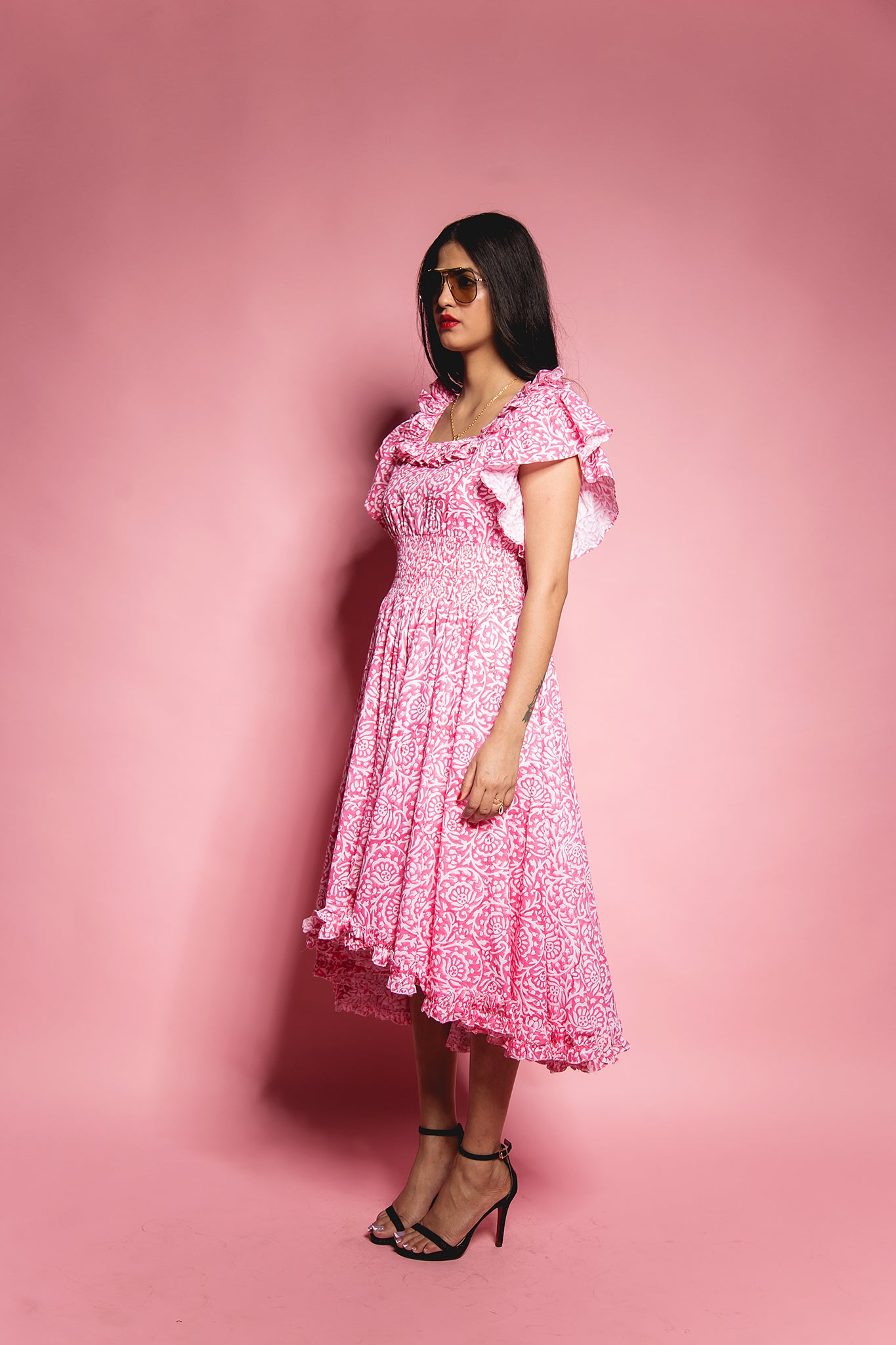 The Pink Gadh Bobbin Waist Dress