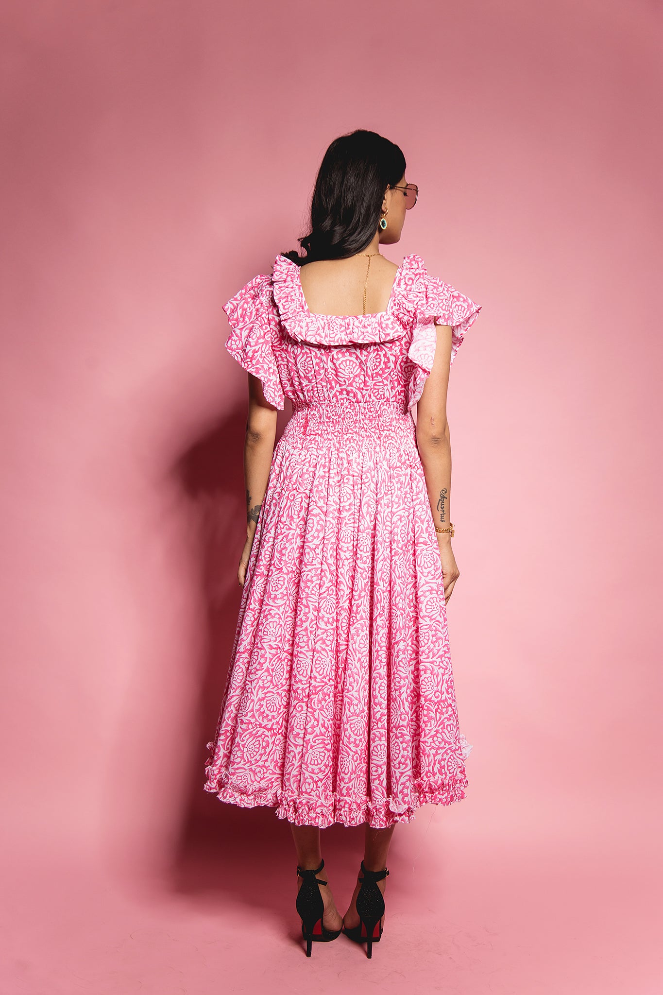 The Pink Gadh Bobbin Waist Dress