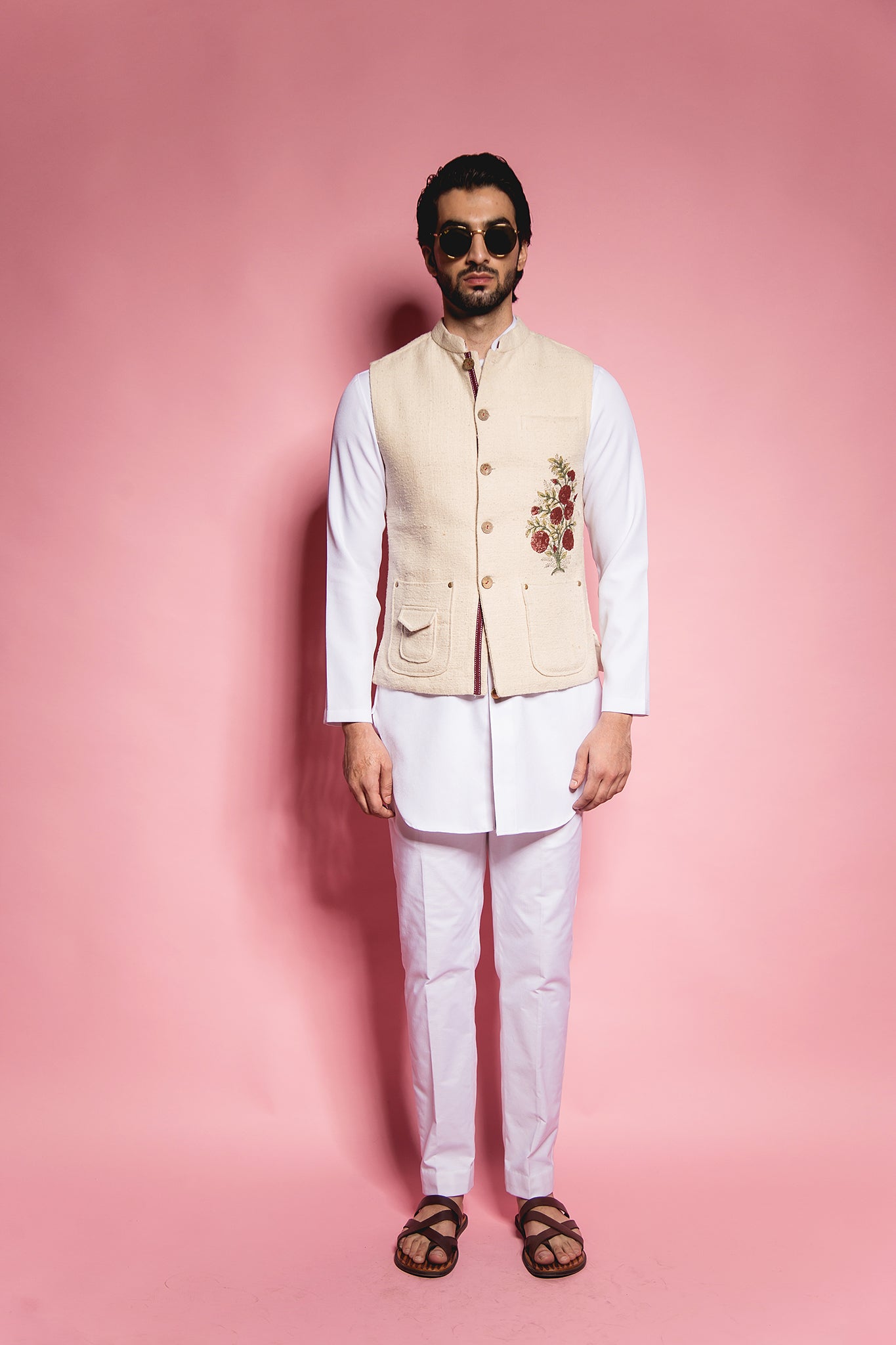 The Indian Floral Loom Sleeveless Jacket