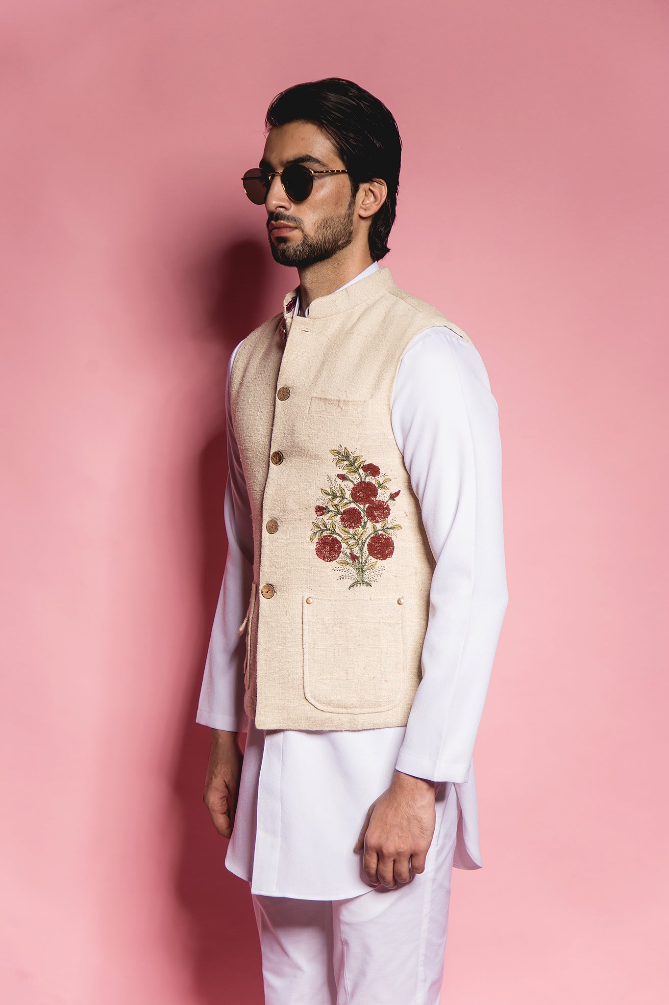 The Indian Floral Loom Sleeveless Jacket