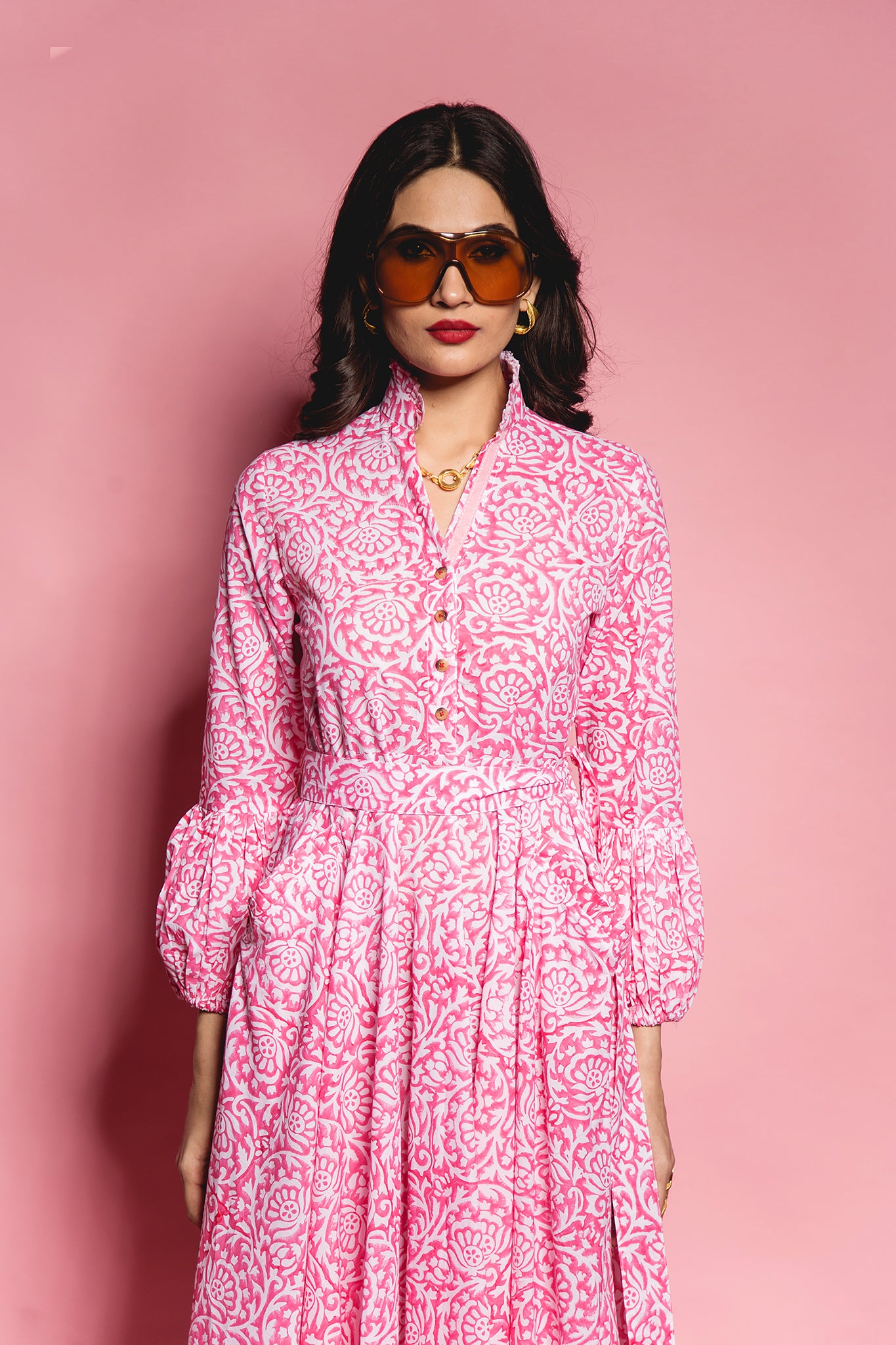 The Pink Gadh V-Collared Dress