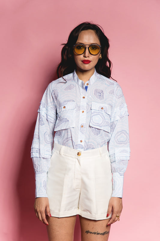 The Blue Abstract Tier Panel Shirt