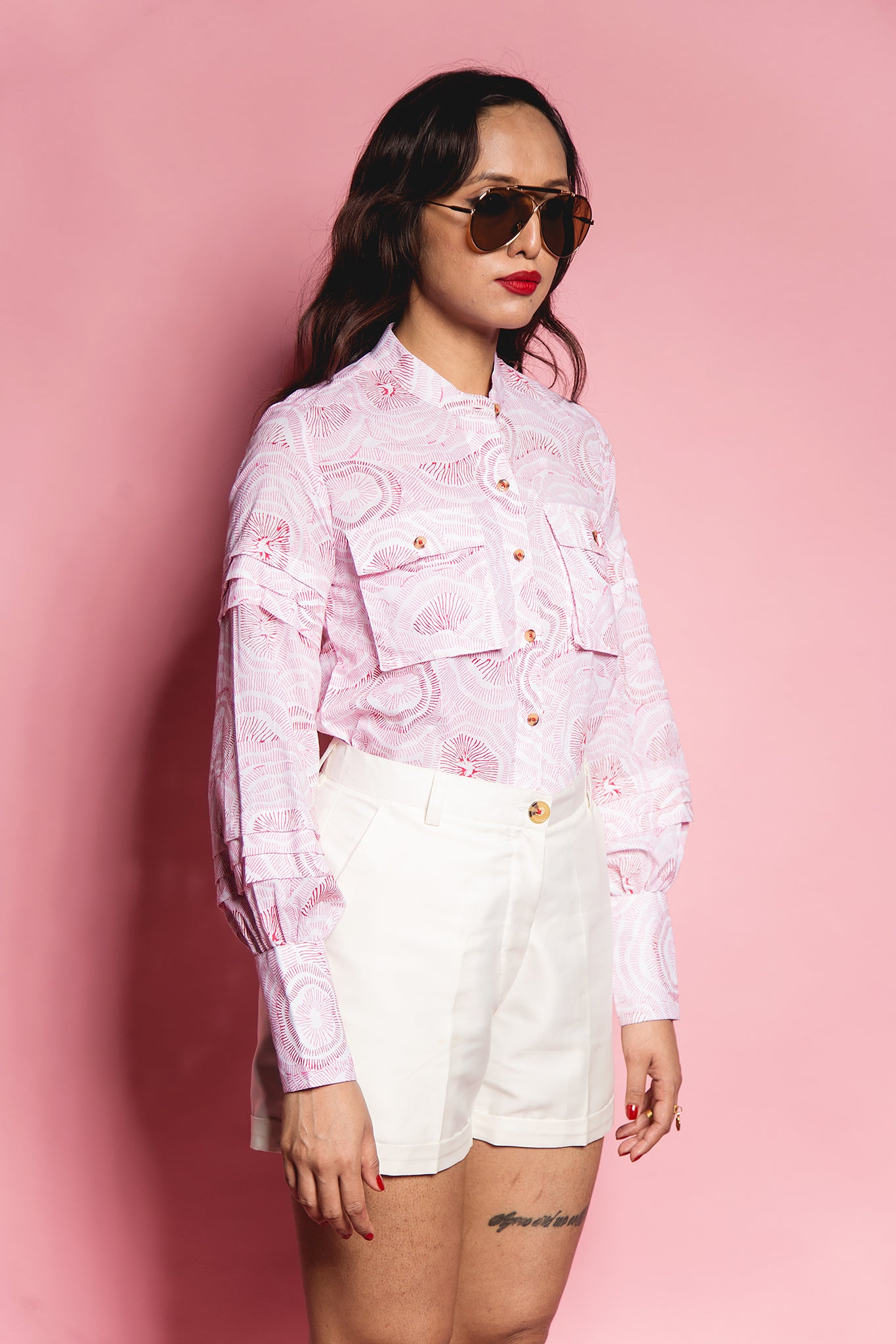 The Pink Abstract Tier Panel Shirt