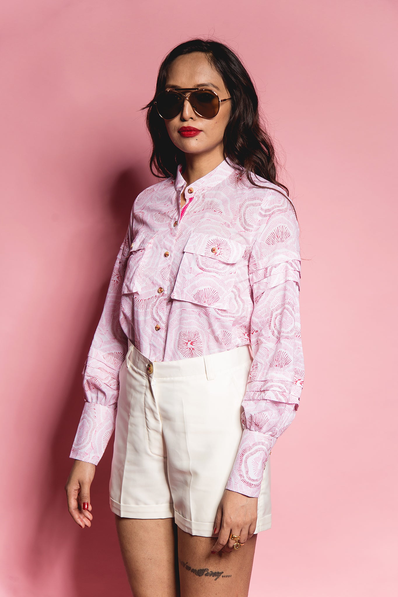 The Pink Abstract Tier Panel Shirt