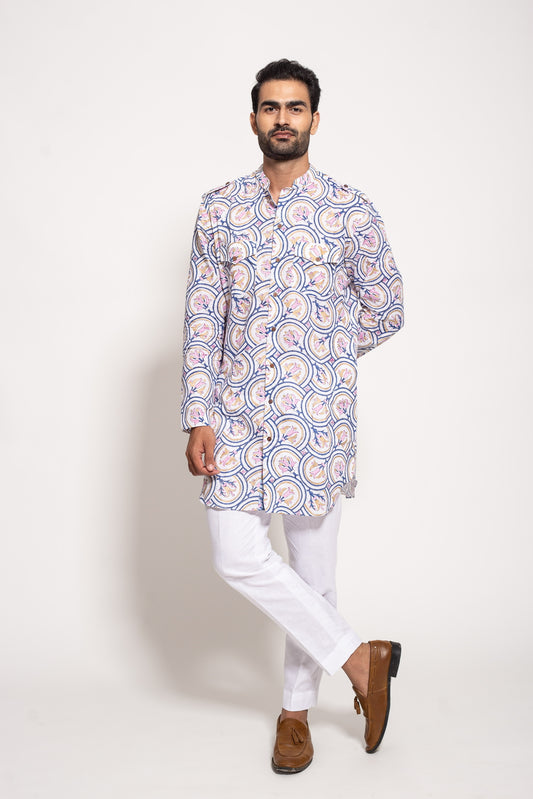 The Blue Roman Tile Kurta