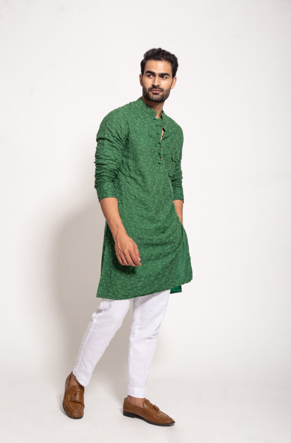 The Green Self Embroidered Kurta