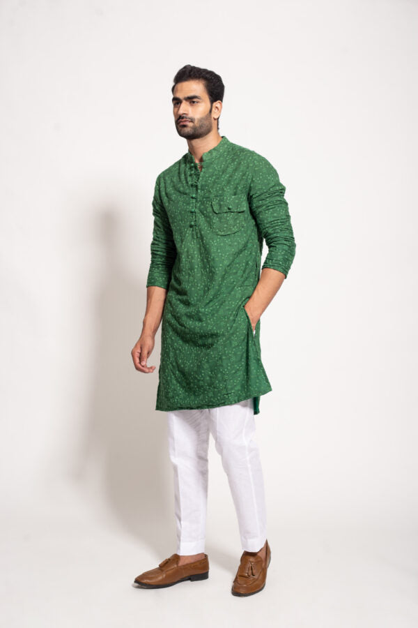 The Green Self Embroidered Kurta