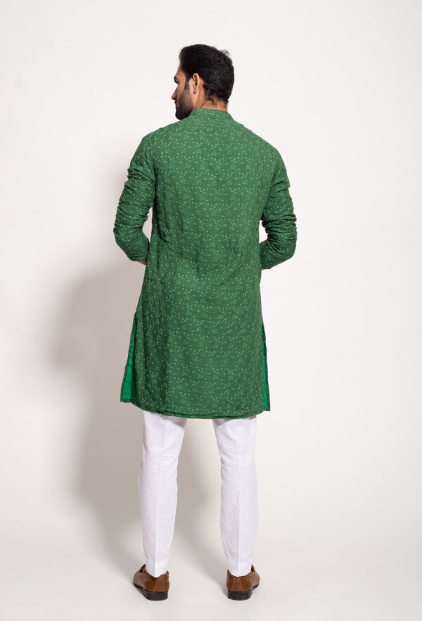 The Green Self Embroidered Kurta