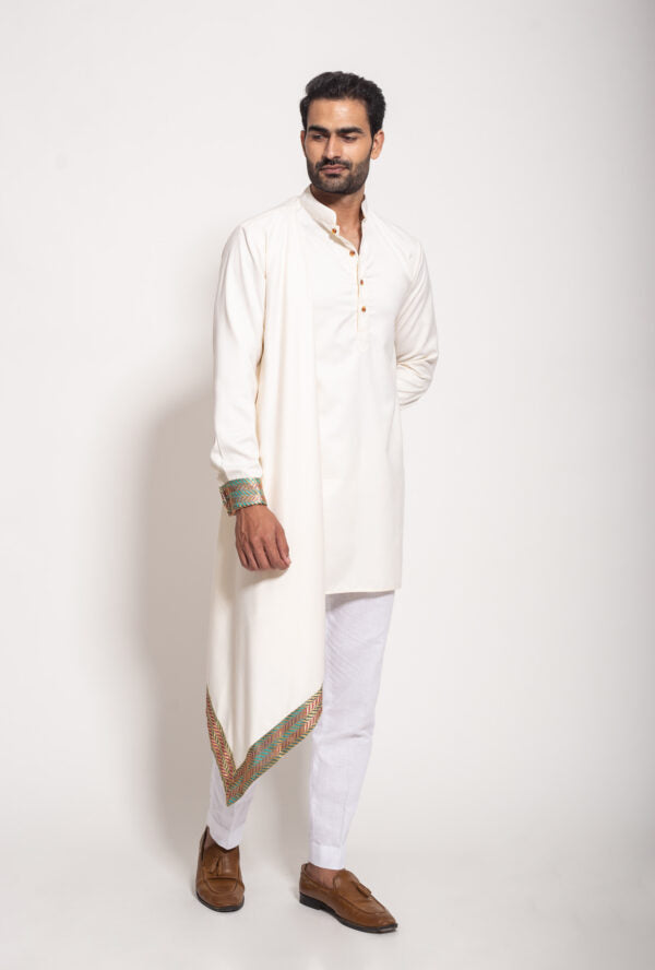 The Ivory Brocade Drape Kurta