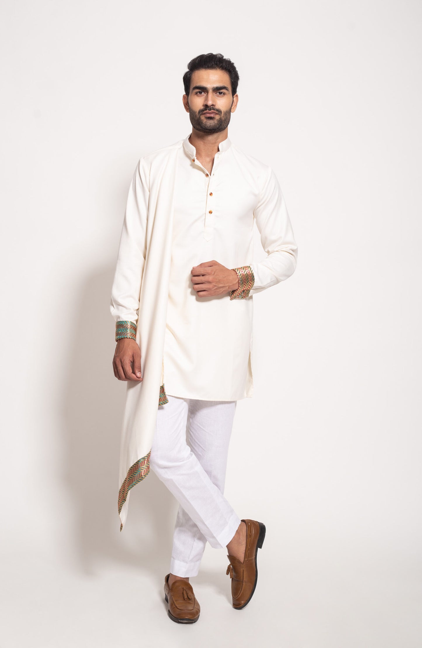 The Ivory Brocade Drape Kurta